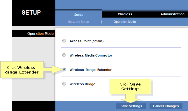 How to setup Access Point Mode of Range Extender